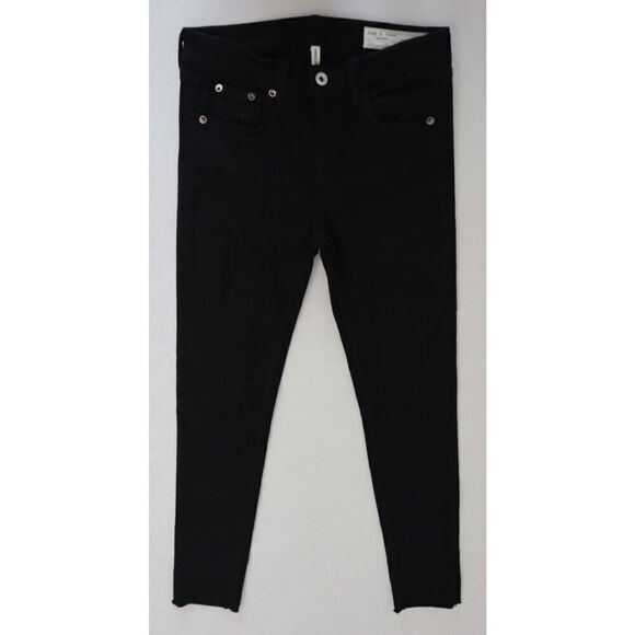 Rag & Bone Women's Sz 27 Black Raw Hem Mid-Rise Ankle Skinny Denim Jeans - Picture 1 of 11